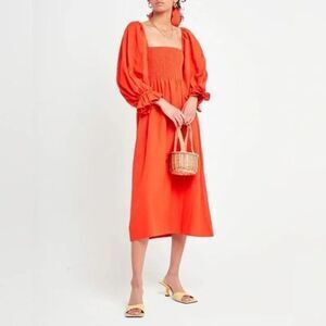 O.P.T Athena Smocked Midi-Dress